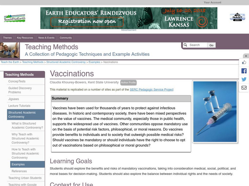 Serc: Vaccinations Lesson Plan Serc: Vaccinations Lesson Plan