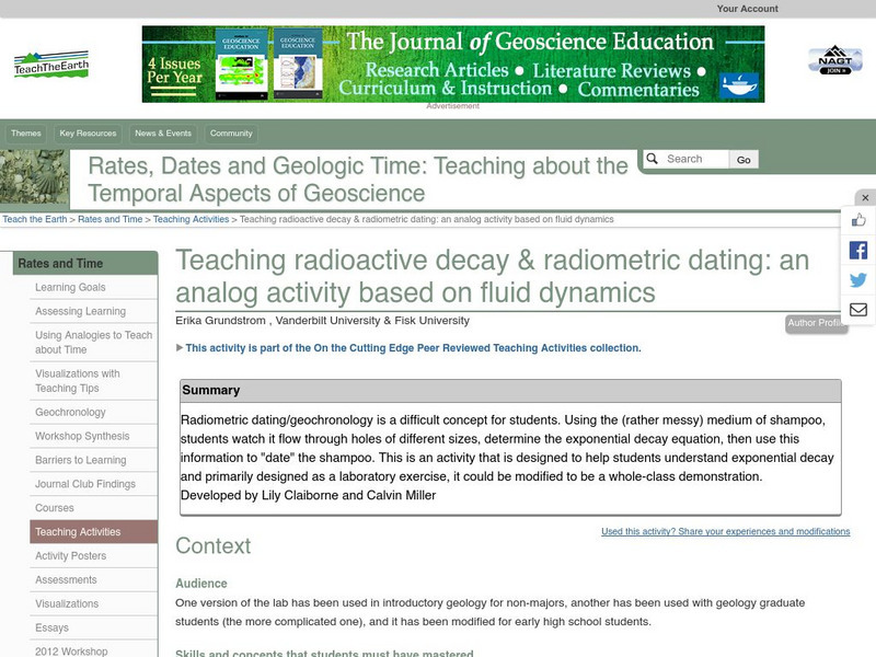 Serc: Teaching Radioactive Decay & Radiometric Dating Lesson Plan Serc: Teaching Radioactive Decay & Radiometric Dating Lesson Plan