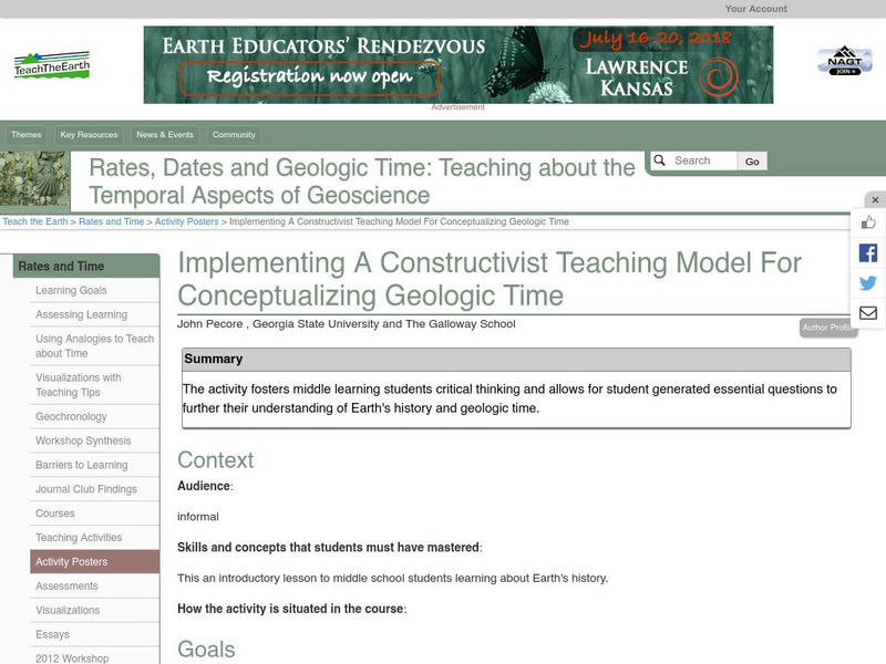 Serc: A Constructivist Teaching Model for Conceptualizing Geologic Time Lesson Plan