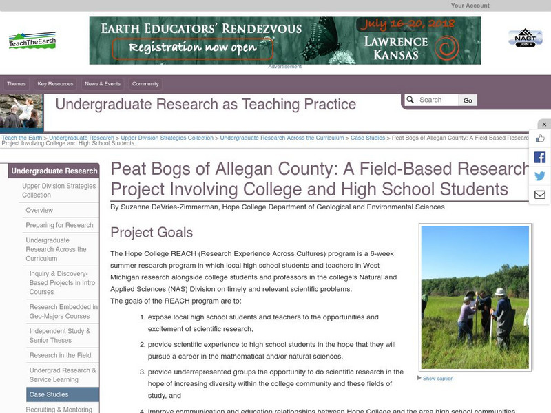 Serc: Peat Bogs of Allegan County: A Field Based Research Project Article Serc: Peat Bogs of Allegan County: A Field Based Research Project Article