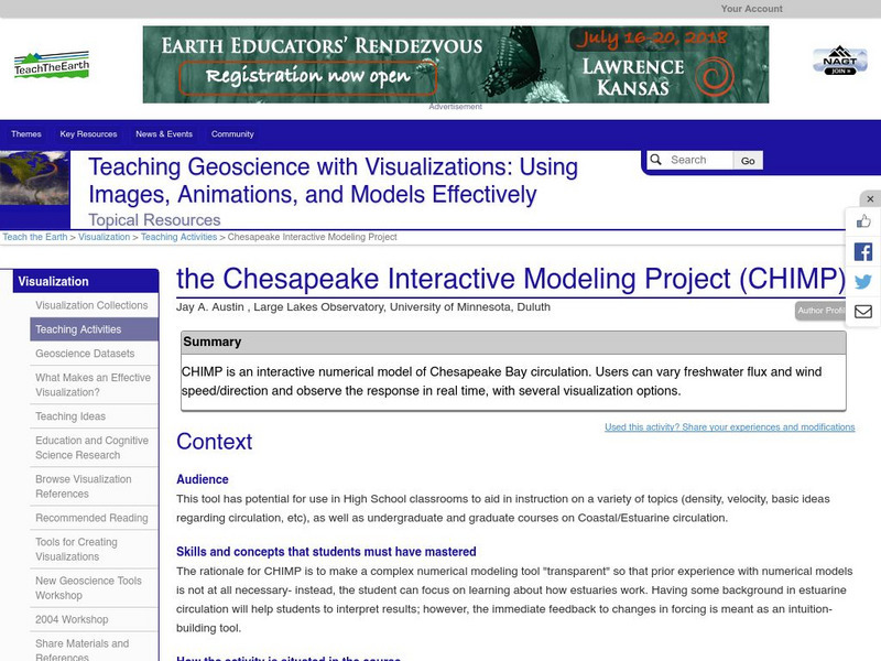 Serc: Chesapeake Interactive Modeling Project Lesson Plan