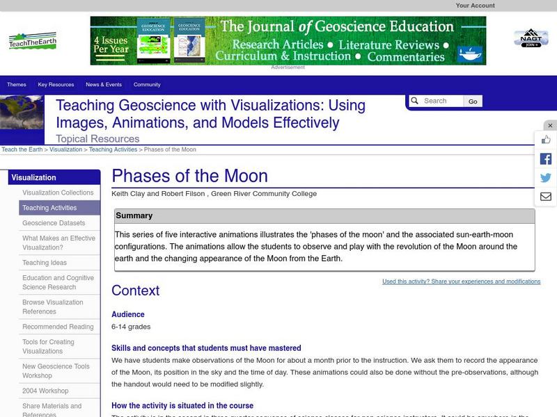 Serc: Phases of the Moon Lesson Plan Serc: Phases of the Moon Lesson Plan