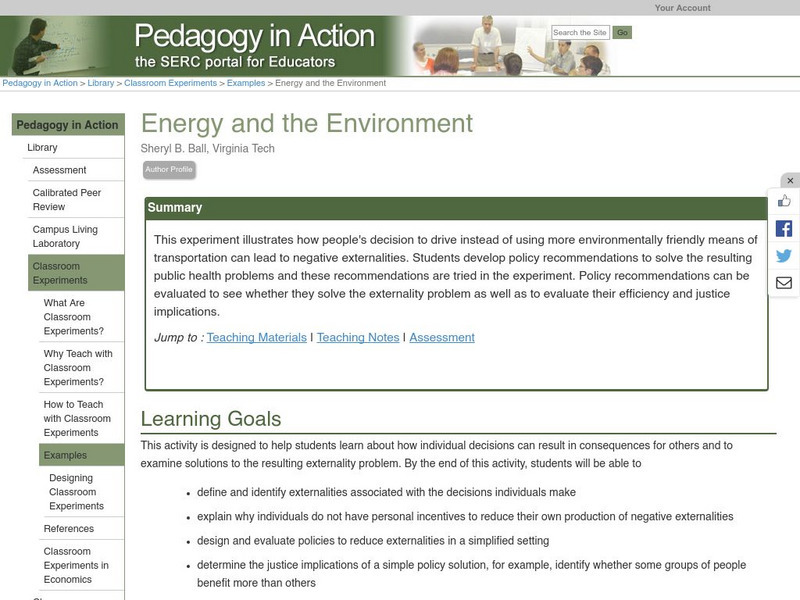 Serc: Energy and the Environment Lesson Plan