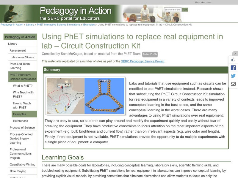 Serc: Ph Et Simulations: Replace Real Equipment in Lab Circuit Construction Kit Lesson Plan Serc: Ph Et Simulations: Replace Real Equipment in Lab Circuit Construction Kit Lesson Plan