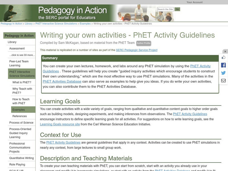 Serc: Writing Your Own Activities Ph Et Activity Guidelines Professional Doc Serc: Writing Your Own Activities Ph Et Activity Guidelines Professional Doc