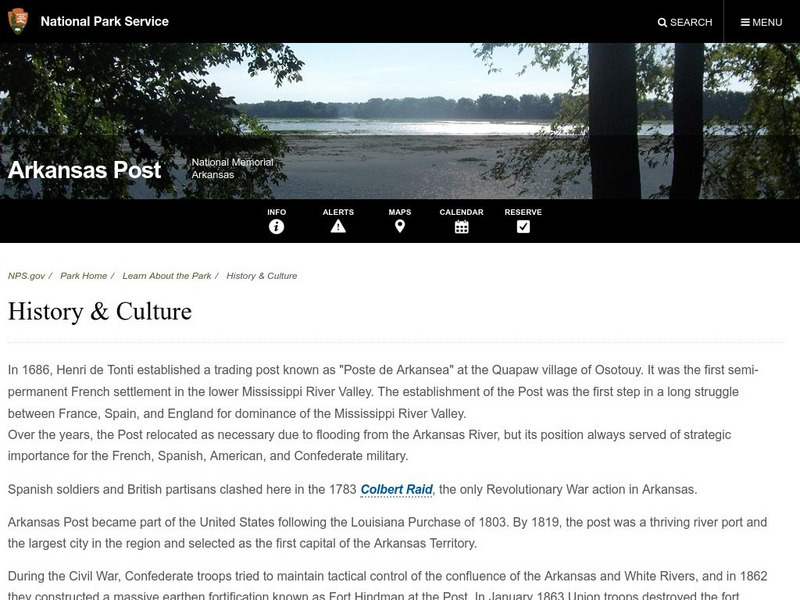 National Park Service: Arkansas Post National Memorial: History of Arkansas Post Website National Park Service: Arkansas Post National Memorial: History of Arkansas Post Website