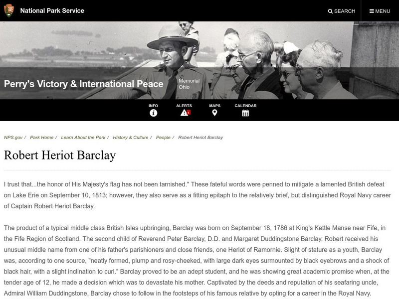 National Park Service: Perry's Victory and International Peace Memorial: Robert Heriot Barclay Activity National Park Service: Perry's Victory and International Peace Memorial: Robert Heriot Barclay Activity