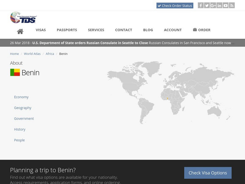 Tds: Benin: Geography Handout Tds: Benin: Geography Handout