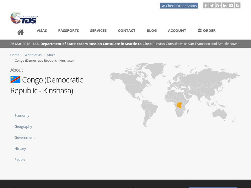 Tds: Democratic Republic of the Congo: History Handout Tds: Democratic Republic of the Congo: History Handout
