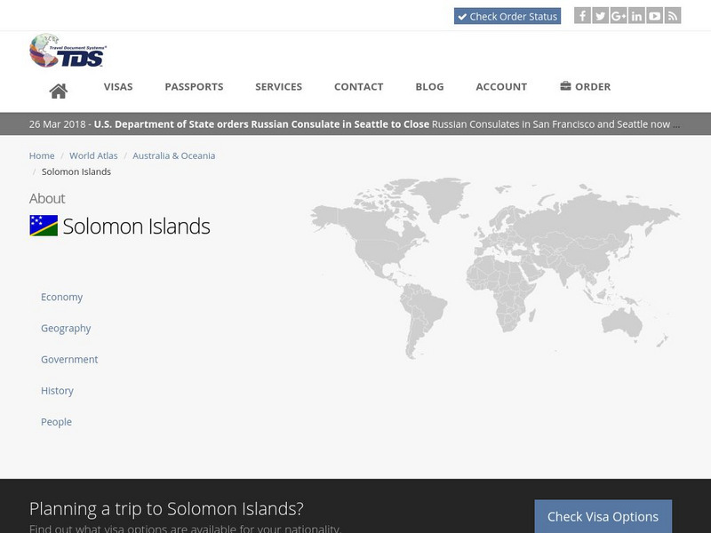Tds: Solomon Islands: History Handout Tds: Solomon Islands: History Handout