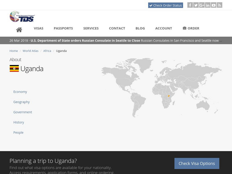 Tds: Uganda: Geography Handout Tds: Uganda: Geography Handout