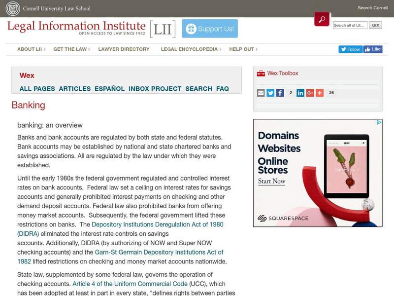 Cornell University: Law School: Banking Activity Cornell University: Law School: Banking Activity