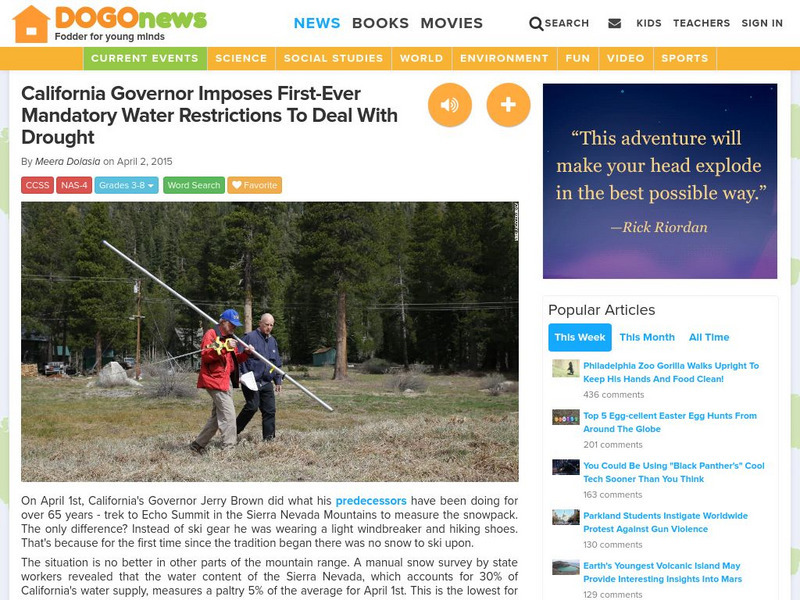 Dogo News: California Governor Imposes Water Restrictions Article Dogo News: California Governor Imposes Water Restrictions Article