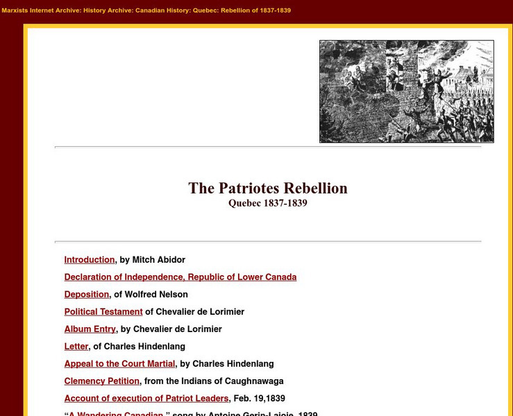 The Patriotes Rebellion Quebec 1837 1839 Website The Patriotes Rebellion Quebec 1837 1839 Website