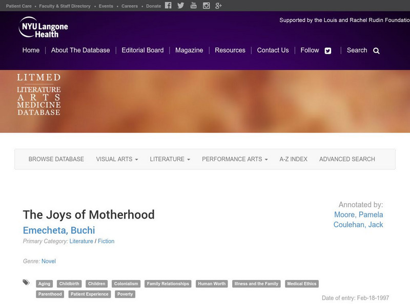 Buchi Emecheta: The Joys of Motherhood Handout Buchi Emecheta: The Joys of Motherhood Handout