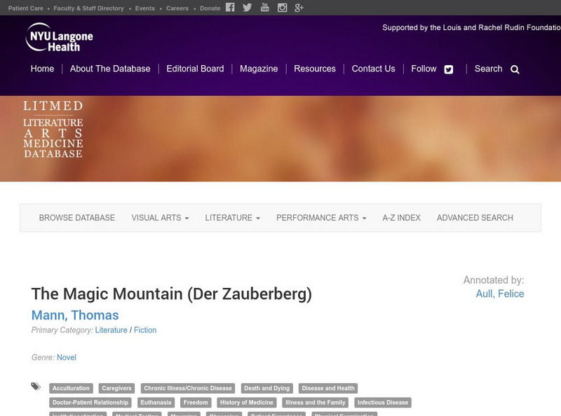 Literature Annotations: The Magic Mountain Handout Literature Annotations: The Magic Mountain Handout