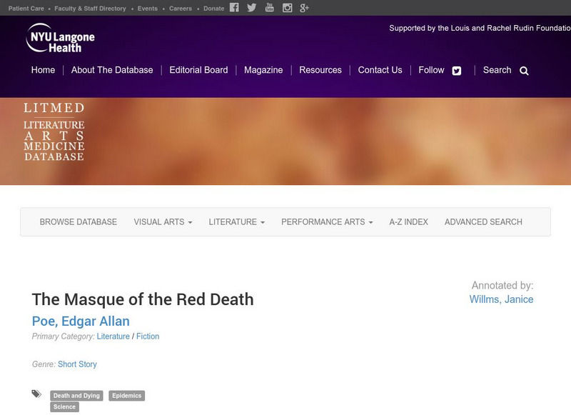 Edgar Allan Poe: Masque of the Red Death Unit Plan Edgar Allan Poe: Masque of the Red Death Unit Plan