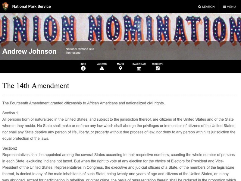 National Park Service: Andrew Johnson Historic Site: Fourteenth Amendment Primary National Park Service: Andrew Johnson Historic Site: Fourteenth Amendment Primary