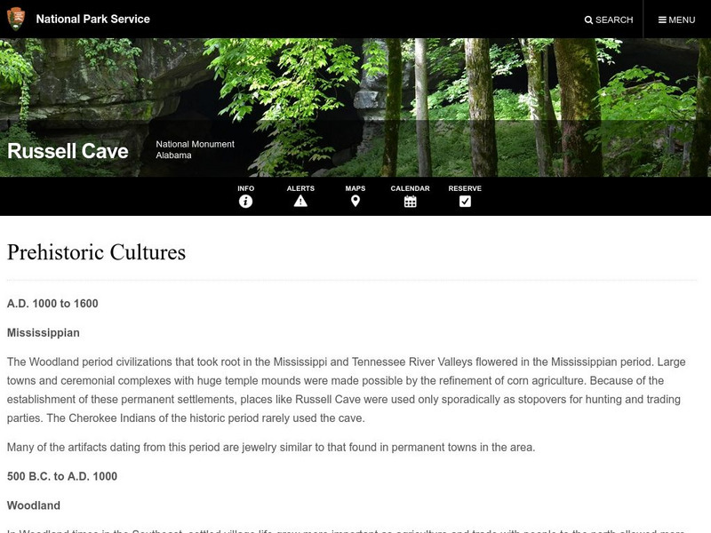 National Park Service: Russell Cave: Prehistoric Cultures Website National Park Service: Russell Cave: Prehistoric Cultures Website