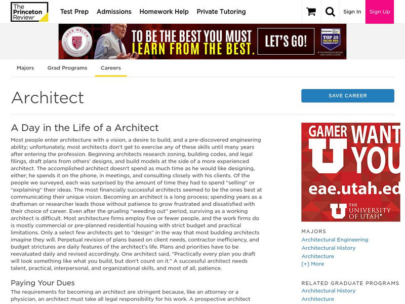 The Princeton Review: Career Profiles: Architect Website The Princeton Review: Career Profiles: Architect Website