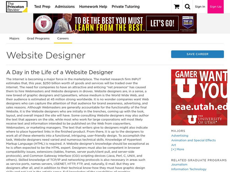 Princeton Review: Career: Website Designer Website