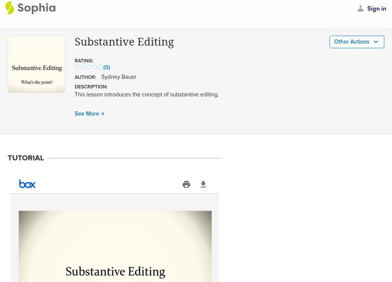 Sophia: Substantive Editing Instructional Video