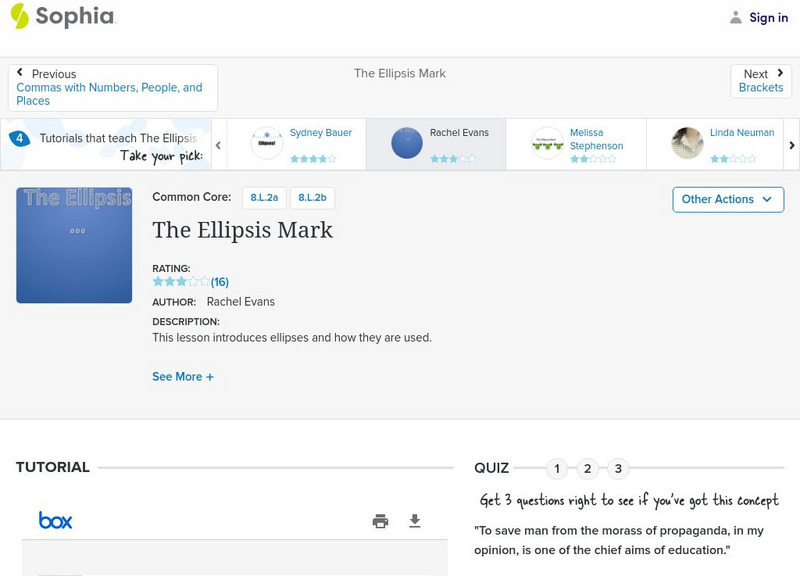 Sophia: The Ellipsis Mark: Lesson 1 Unit Plan Sophia: The Ellipsis Mark: Lesson 1 Unit Plan