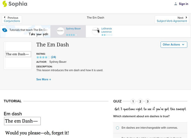 Sophia: The Em Dash: Lesson 1 Handout