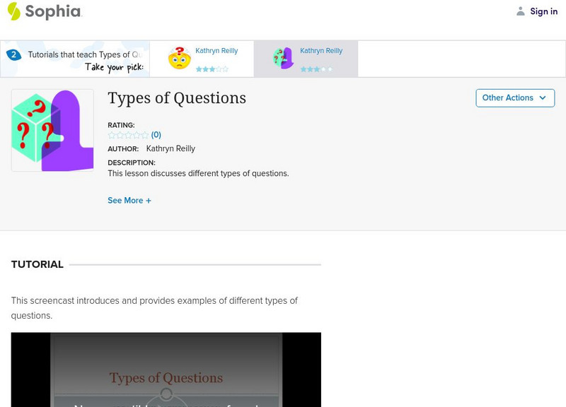 Sophia: Types of Questions: Lesson 1 Instructional Video