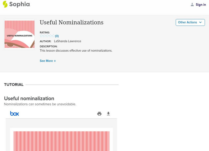 Sophia: Useful Nominalizations Instructional Video Sophia: Useful Nominalizations Instructional Video