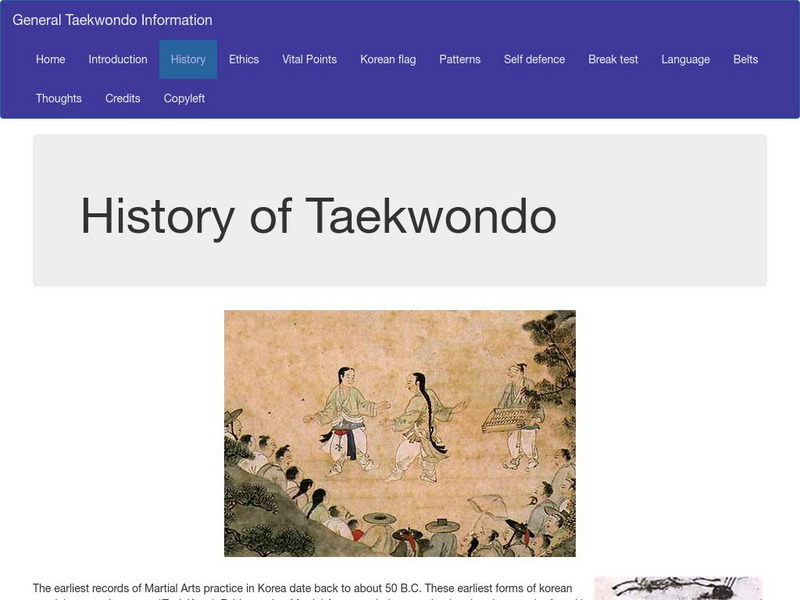 General Taekwondo Information: History Activity General Taekwondo Information: History Activity