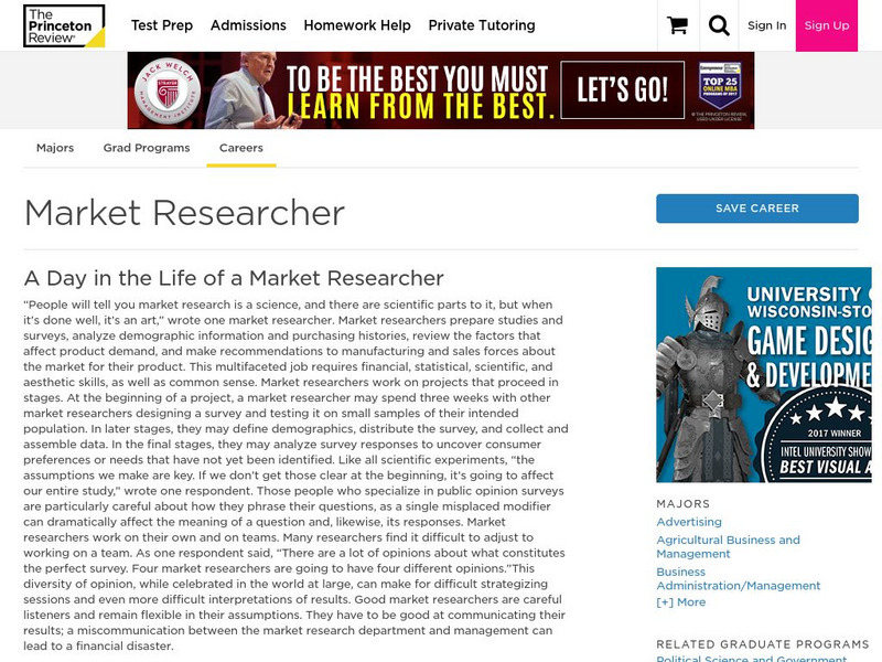 The Princeton Review: Career Market Researcher Website The Princeton Review: Career Market Researcher Website
