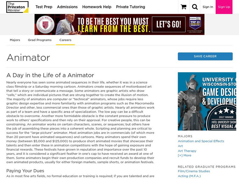 The Princeton Review: Animator Career Website The Princeton Review: Animator Career Website