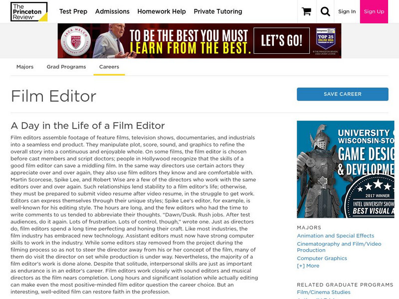 The Princeton Review: Career Film Editor Website The Princeton Review: Career Film Editor Website