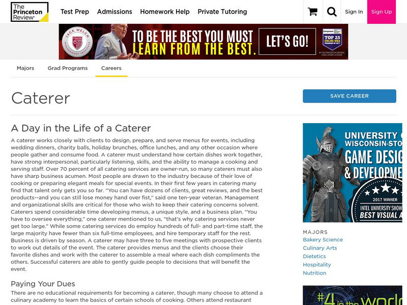 The Princeton Review: Career Caterer Website The Princeton Review: Career Caterer Website