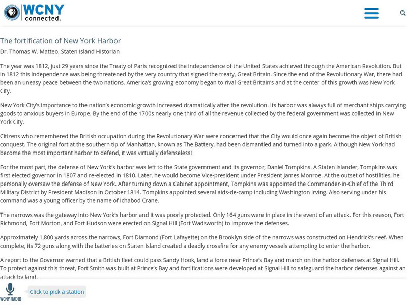 The War of 1812: The Fortification of New York Harbor Website The War of 1812: The Fortification of New York Harbor Website