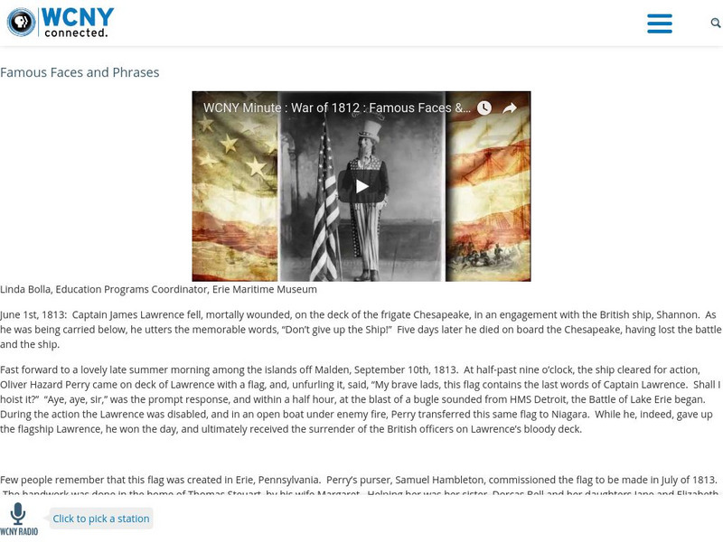 War of 1812: Famous Faces and Phrases Website War of 1812: Famous Faces and Phrases Website