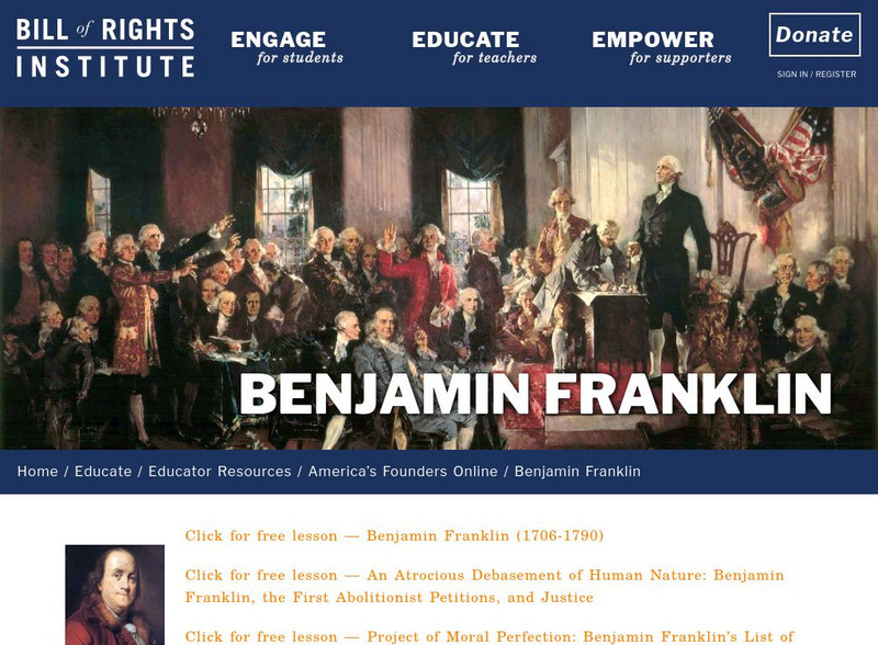 Bill of Rights Institute: Benjamin Franklin Handout Bill of Rights Institute: Benjamin Franklin Handout
