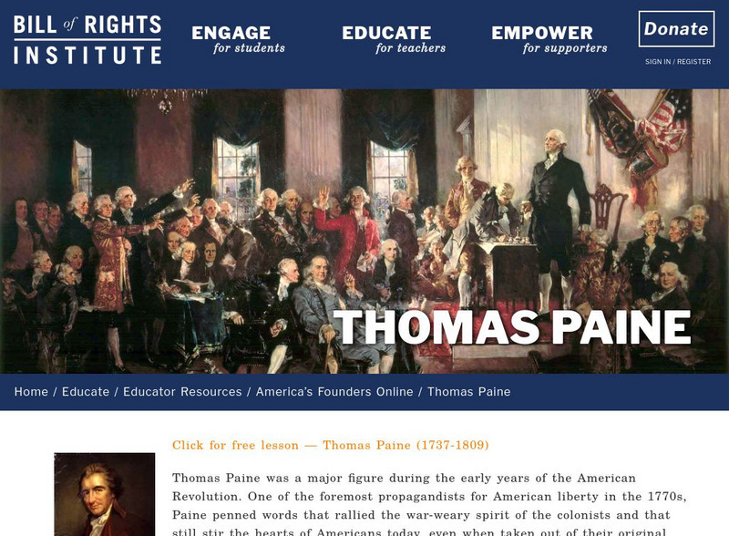 Bill of Rights Institute: Thomas Paine Handout Bill of Rights Institute: Thomas Paine Handout