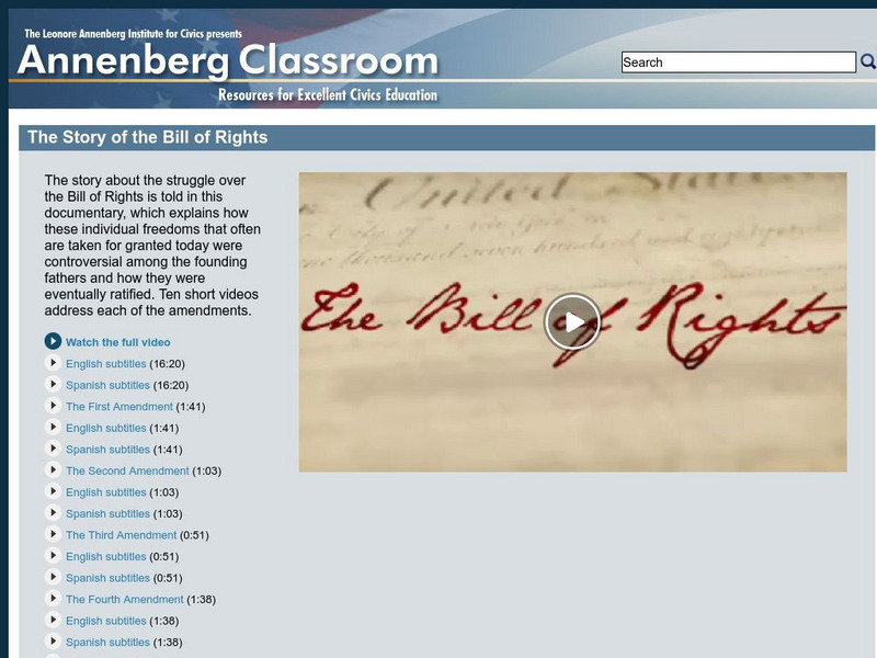 Annenberg Classroom: The Story of the Bill of Rights Instructional Video Annenberg Classroom: The Story of the Bill of Rights Instructional Video