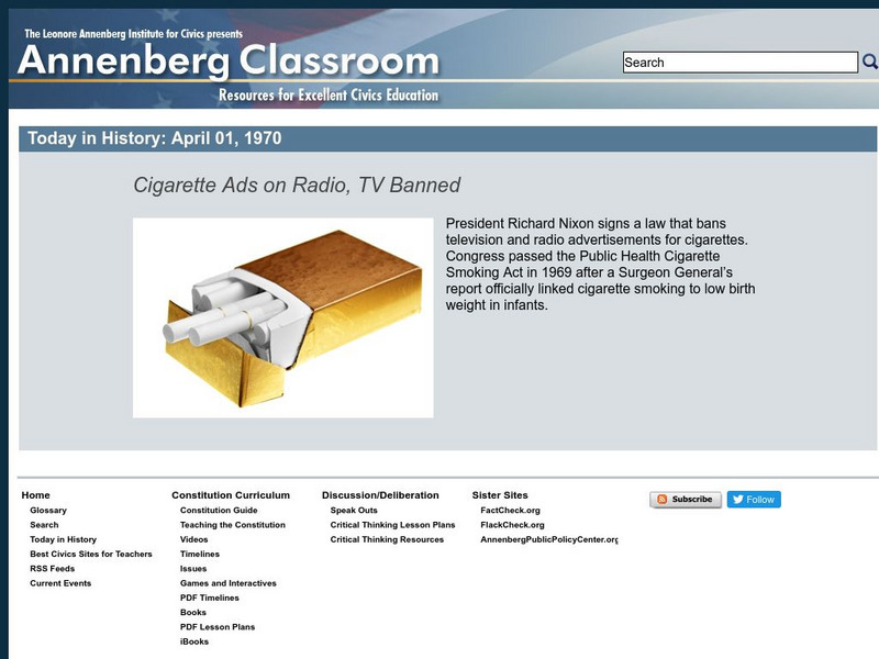 Annenberg Classroom: Today in History Website