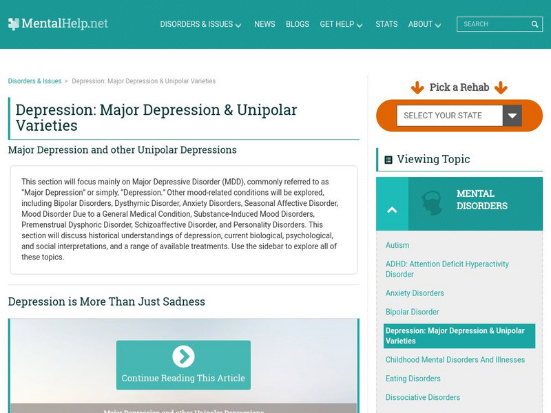 Mental Help Net: Major Depression and Unipolar Varieties Website Mental Help Net: Major Depression and Unipolar Varieties Website