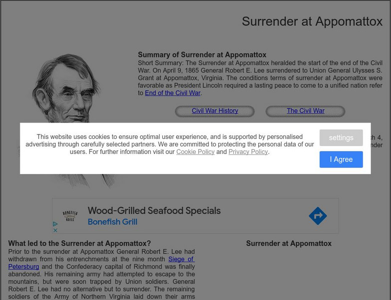 Siteseen: Civil Conflict: Surrender at Appomattox Website Siteseen: Civil Conflict: Surrender at Appomattox Website