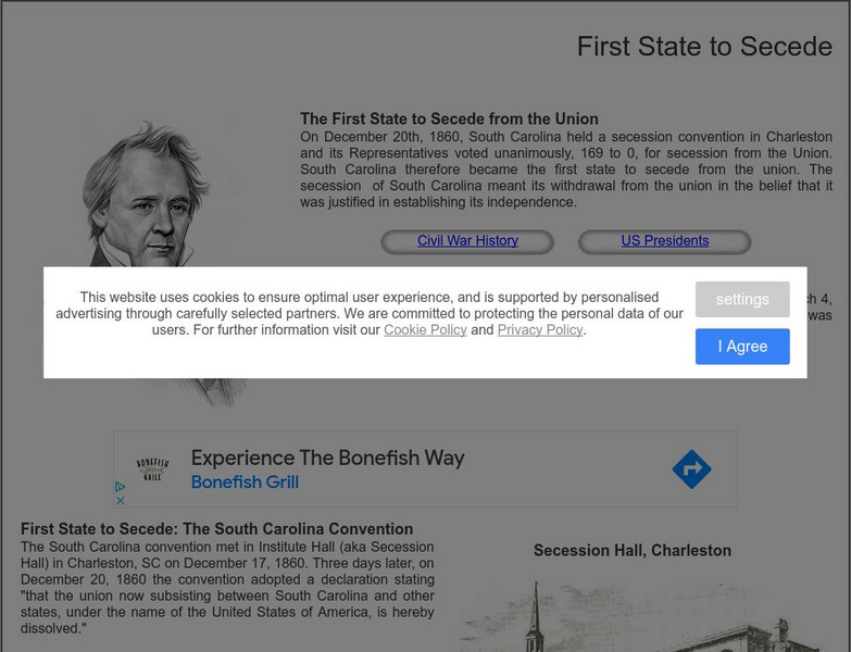 Siteseen: Civil Conflict: First State to Secede Website Siteseen: Civil Conflict: First State to Secede Website