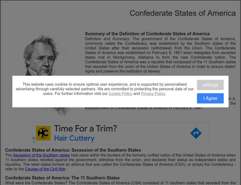 Siteseen: Civil Conflict: Confederate States of America Website Siteseen: Civil Conflict: Confederate States of America Website