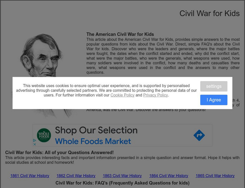 Siteseen: Civil Conflict: Civil War for Kids Website Siteseen: Civil Conflict: Civil War for Kids Website