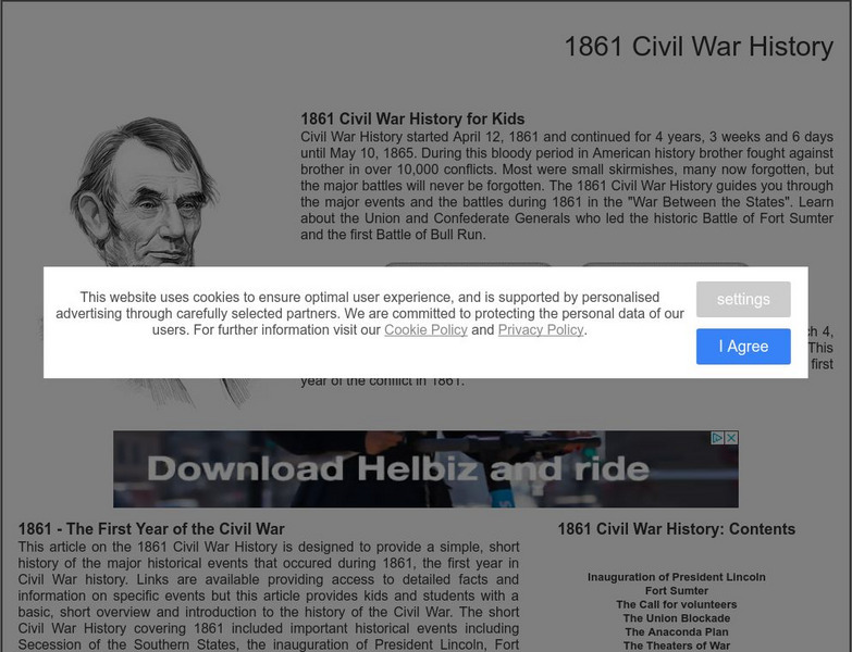 Siteseen: Civil Conflict: 1861 Civil War History for Kids Website Siteseen: Civil Conflict: 1861 Civil War History for Kids Website