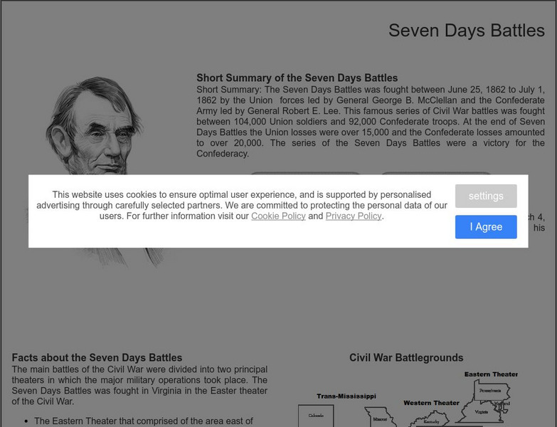 Siteseen: Civil Conflict: Seven Days Battles: Civil War History for Kids Website Siteseen: Civil Conflict: Seven Days Battles: Civil War History for Kids Website