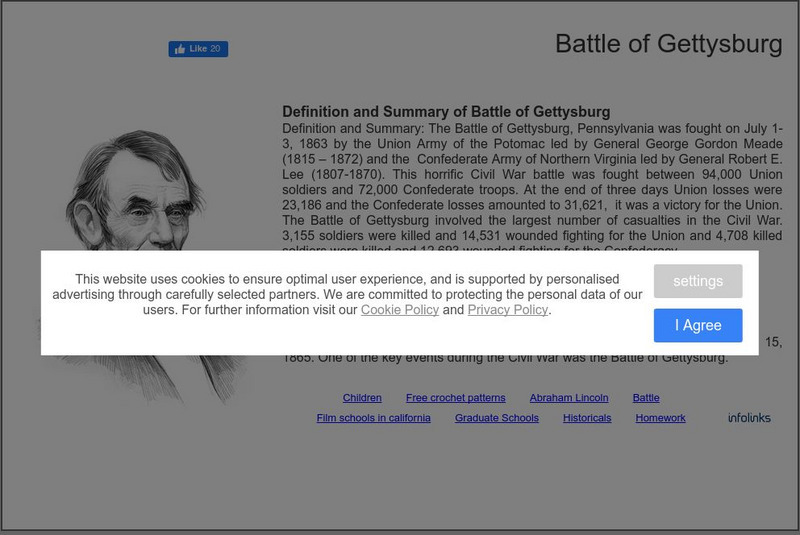 Siteseen: Civil Conflict: Battle of Gettysburg: 30 Facts for Kids Website Siteseen: Civil Conflict: Battle of Gettysburg: 30 Facts for Kids Website