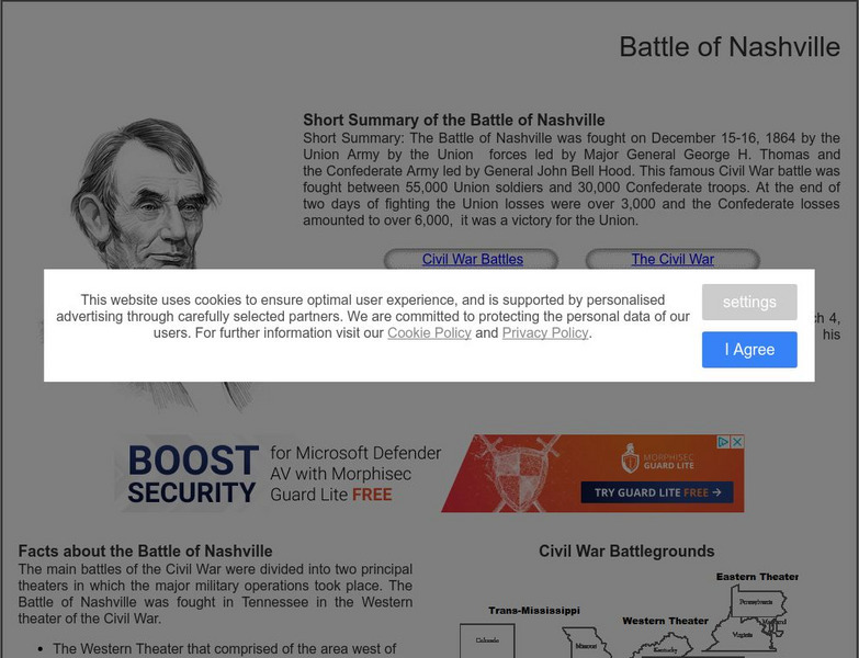 Siteseen: Civil Conflict: Battle of Nashville Website Siteseen: Civil Conflict: Battle of Nashville Website